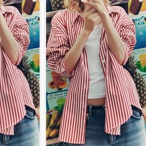 Zara Striped Poplin Button Down Shirt